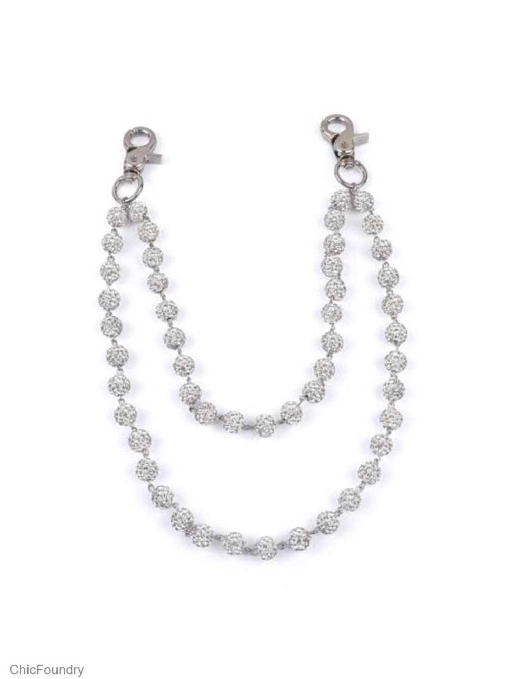Rhinestone Ball Jeans Chain Double Layer Crystal Waist Chain Hip Hop Belt